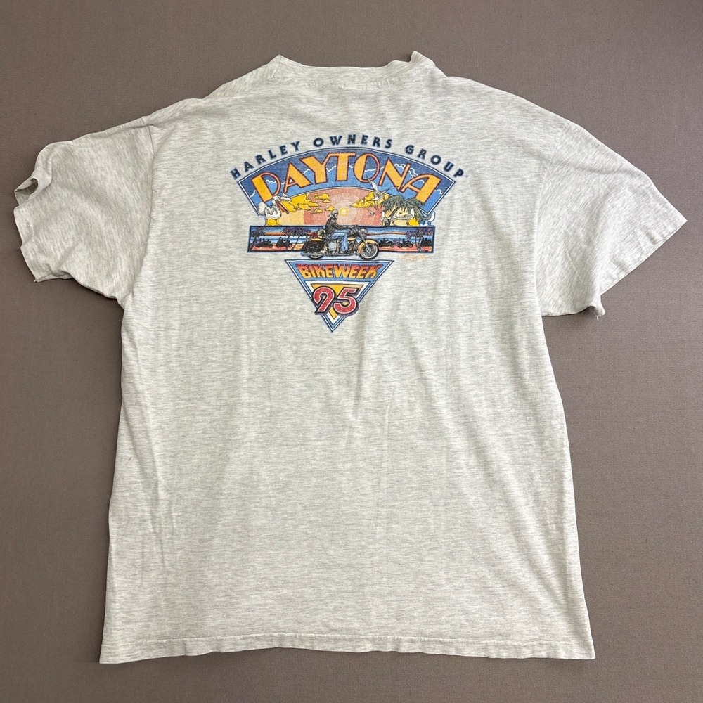 Vintage Harley Davidson Daytona Bike Week 1995 T-Shirt XL Hanes Beefy-T Gray USA